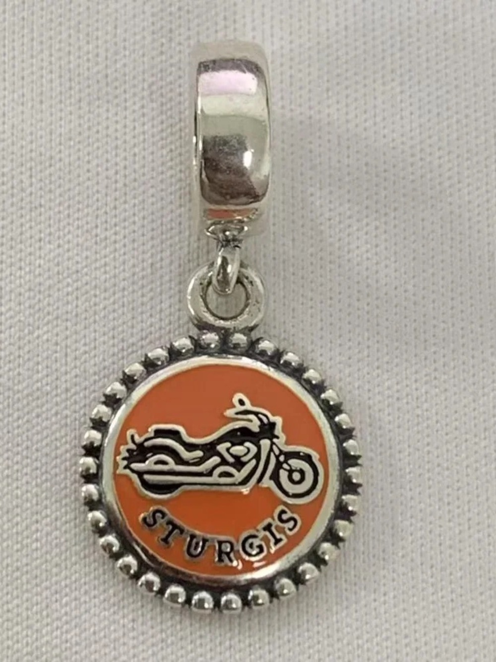Pandora Orange Enamel Motorcycle Dangle Charm